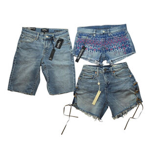 Lot 3 Denim Shorts Buffalo David Bitton BLNKNYC Sz 24/25 Aztec Lace Up